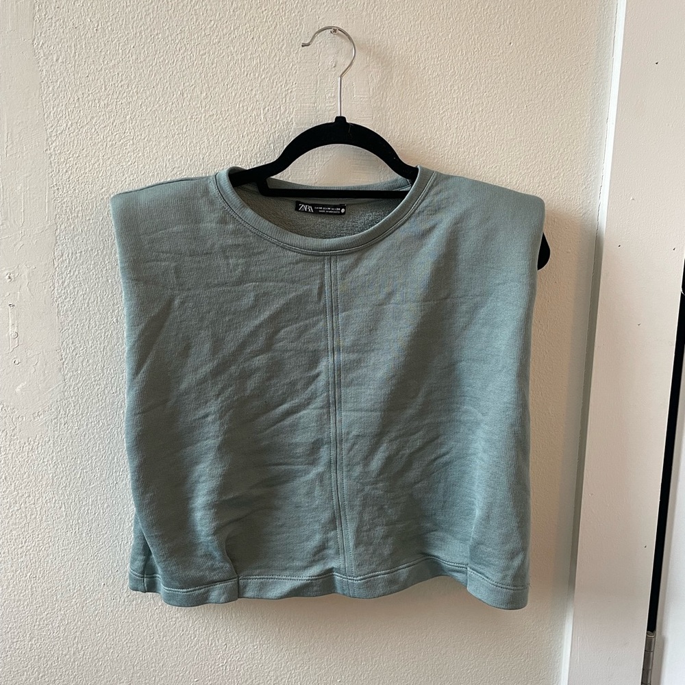 Zara Light Blue Shoulder Pad Top
